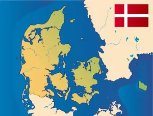 Stampe di Mappa a fumetti della Danimarca Svelare I Tesori Della Danimarca: Mappe Che Ispirano La Voglia Di Viaggiare Stampe: Denmark