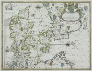 Antique Denmark Maps Stampe: Map of Denmark