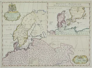 Vintage European Maps Stampe: Map of Denmark