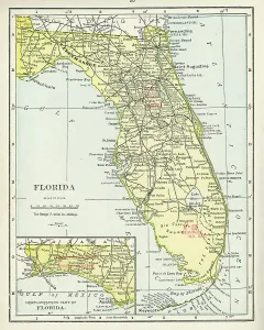 Vintage US Maps Stampe: Map Of Florida