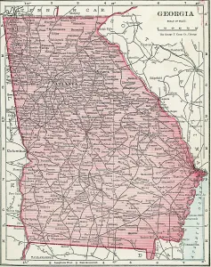 Vintage US Maps Stampe: Map Of Georgia