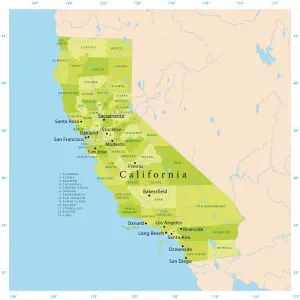 Illustrazioni Di Mappe Stampe: Mappa Vettoriale della California