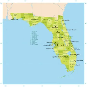 Opere D'arte Fotorealistiche Stampe: Mappa Vettoriale della Florida