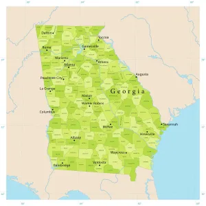 Mappa Vettoriale dello Stato della Georgia.