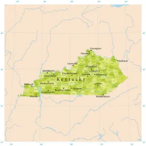 Illustrazioni Di Mappe Stampe: Mappa Vettoriale del Kentucky