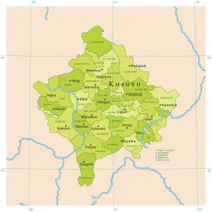 Kosovo Stampe: Mappa Vettoriale del Kosovo