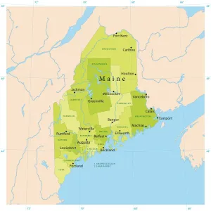 Illustrazioni Di Mappe Stampe: Mappa Vettoriale del Maine