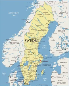 Stampe di Mappa della Svezia - Illustrazione vettoriale Svezia Stampe: Mappa della Svezia - Vettoriale.