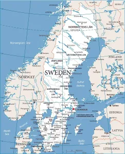 Mappa Stampe: Mappa della Svezia - Vettoriale.