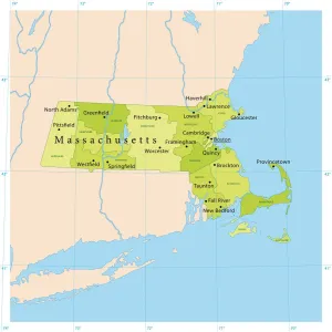 US State Maps For Print Stampe: Massachusetts Vector Map