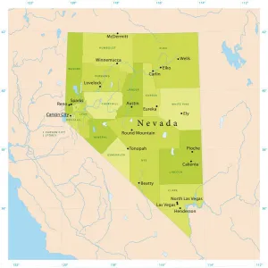 Illustrazioni Di Mappe Stampe: Mappa Vettoriale del Nevada