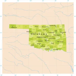 Opere D'arte Fotorealistiche Stampe: Mappa Vettoriale dell'Oklahoma
