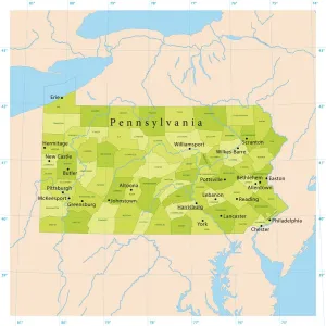 Illustrazioni Di Mappe Stampe: Mappa Vettoriale della Pennsylvania