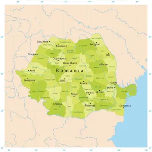 Stampe di Mappa vettoriale dettagliata della Romania. Il file è stato creato il 12 ottobre 2011. I colori nel file .eps sono pronti per la stampa (CMYK) Mappa Stampe: Mappa Vettoriale della Romania