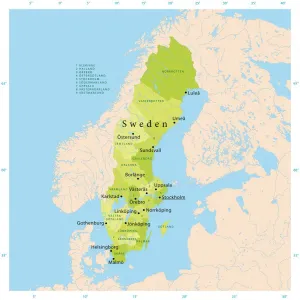 Mappa Stampe: Mappa Vettoriale della Svezia
