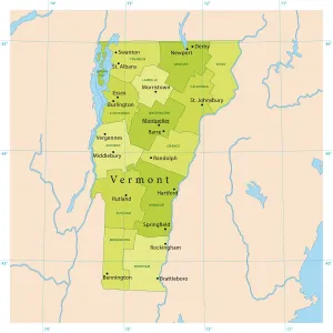Illustrazioni Di Mappe Stampe: Mappa Vettoriale del Vermont.
