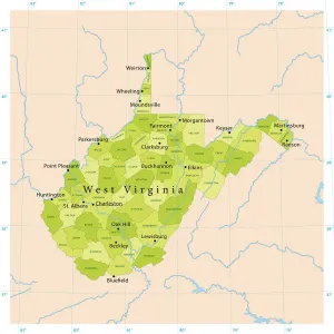 Illustrazioni Di Mappe Stampe: Mappa Vettoriale della Virginia Occidentale.