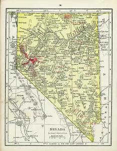 Vintage US Maps Stampe: Map Of Nevada