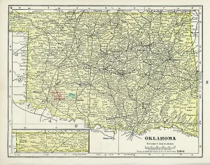 Vintage US Maps Stampe: Map Of Oklahoma