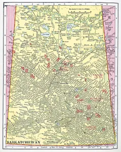 Antique Canadian Maps Stampe: Map Of Saskatchewan