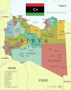 Africa Country Maps Stampe: Reference Map of Libya with Keys