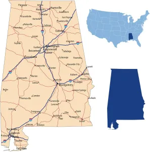 Vintage Style Road Maps Stampe: Alabama road map