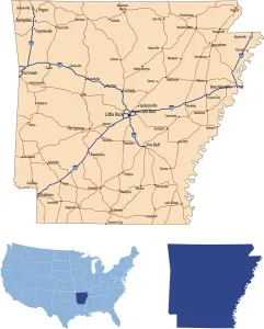 Map Illustrations For Sale Stampe: Arkansas road map