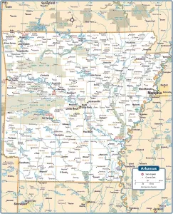 US State Maps Stampe: Arkansas State Map