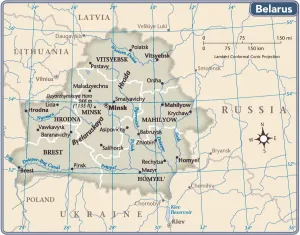 Mappa del paese Bielorussia.