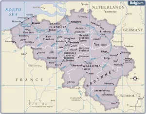 Belgio Stampe: Mappa del Belgio