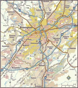 Fine Art Storehouse Maps Stampe: Birmingham, Alabama area map
