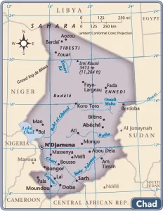 Africa Country Maps Stampe: Chad country map