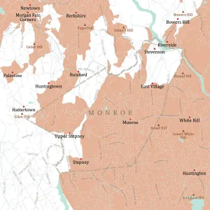 Digital Cartography Design Stampe: CT Fairfield Monroe Vector Road Map