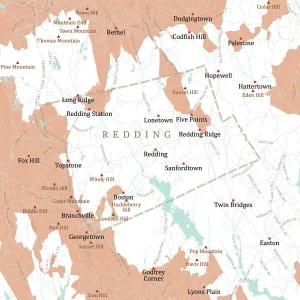 Public Domain Cartography Stampe: CT Fairfield Redding Vector Road Map