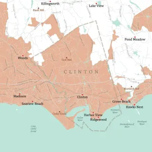 Cartography Design Software Stampe: CT Middlesex Clinton Vector Road Map