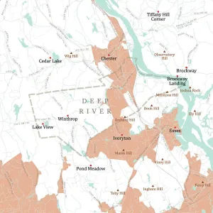 Stampa con cornice : CT Middlesex Deep River Vector Road Map Stampa con cornice : CT Middlesex Deep River Vector Road Map