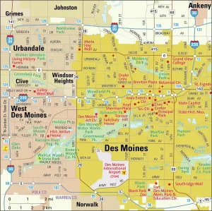 Mappa dell'area di Des Moines