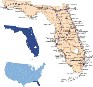 Carta stradale della Florida.