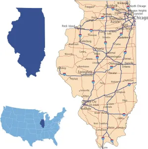 Vintage Style Maps Stampe: Illinois road map