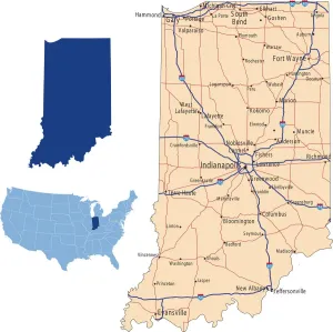 Map Illustrations For Sale Stampe: Indiana road map