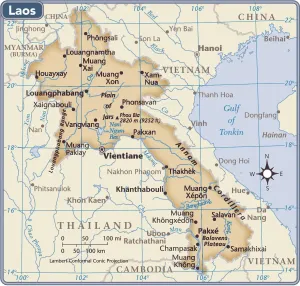Mappe Di Riferimento Stampe: Mappa del Laos.