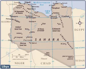 Africa Country Maps Stampe: Libya country map