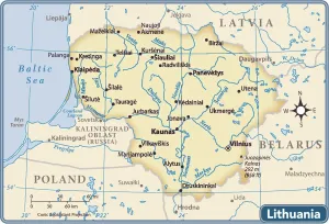 Mappa del paese Lituania.