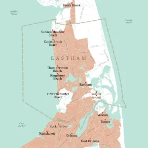 Digital Cartography Design Stampe: MA Barnstable Eastham Vector Road Map