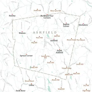 Digital Cartography Design Stampe: MA Franklin Ashfield Vector Road Map