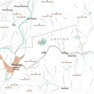 Digital City Maps USA Stampe: MA Franklin Erving Vector Road Map