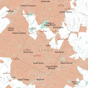 Digital City Maps USA Stampe: MA Middlesex Acton Vector Road Map