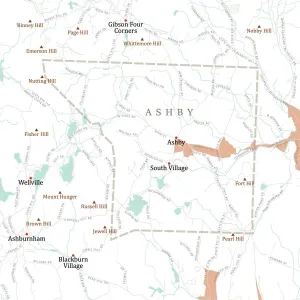 Massachusetts County Map Stampe: MA Middlesex Ashby Vector Road Map