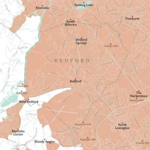Massachusetts Vector Map Stampe: MA Middlesex Bedford Vector Road Map