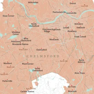 Massachusetts Vector Map Stampe: MA Middlesex Chelmsford Vector Road Map